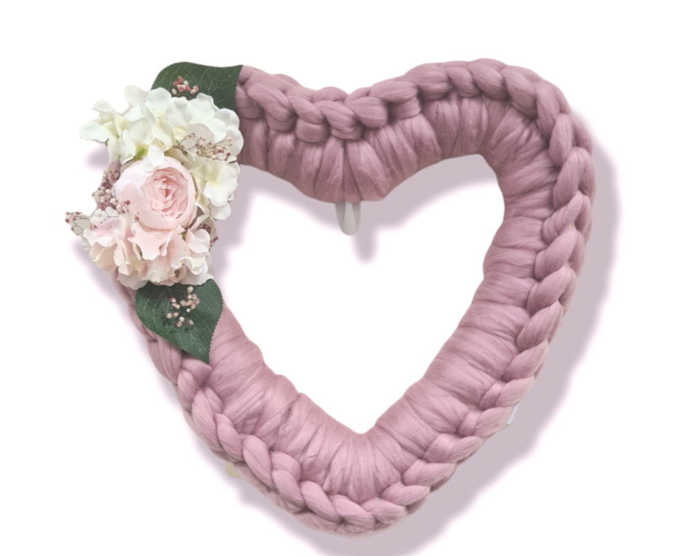Pink & Cream Flower arrangement Heart Wreath