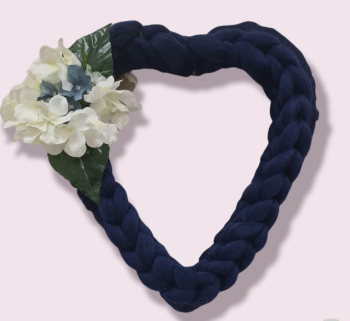 Midnight blue Flower Heart Wreath