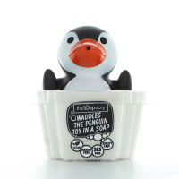Waddles the Penguin Toy in a Soap