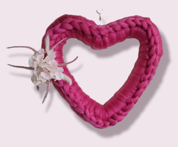 Hot pink Heart dried flower arrangement Wreath