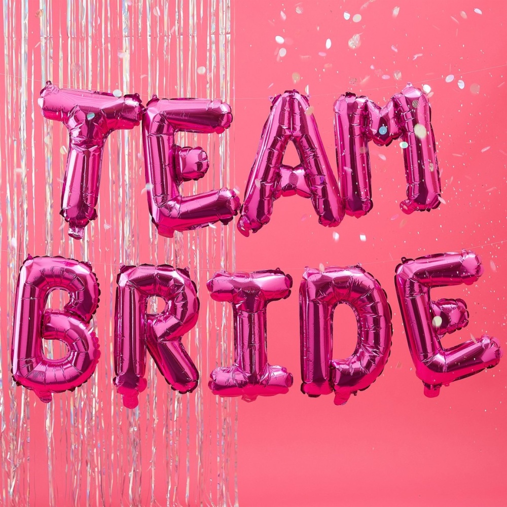 Hot Pink Foil Team Bride Balloon Bunting