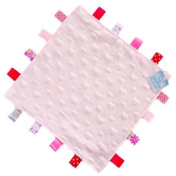 Personalised Embossed Hearts Design Tag Comforter in Pink