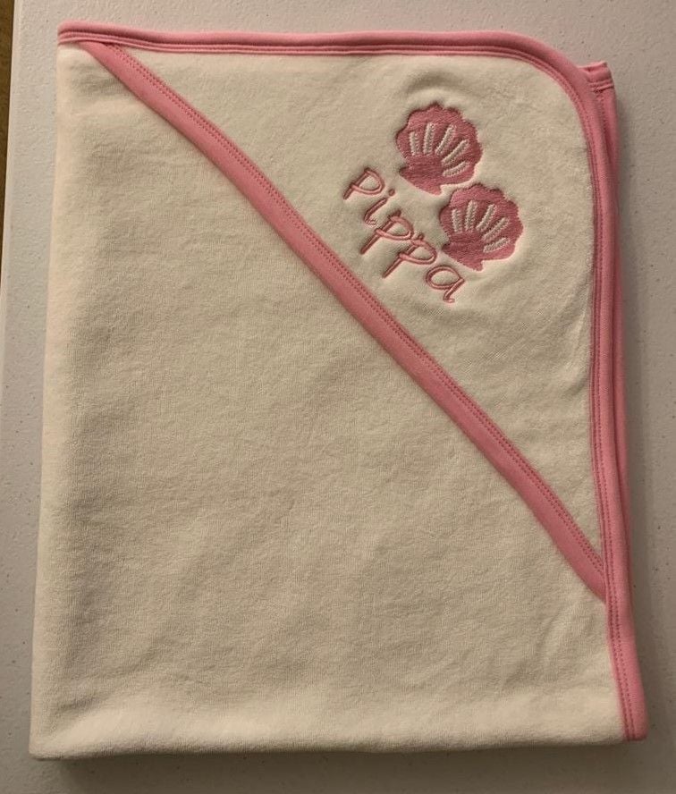 Personalised Baby Hooded Towel with Pink Trim