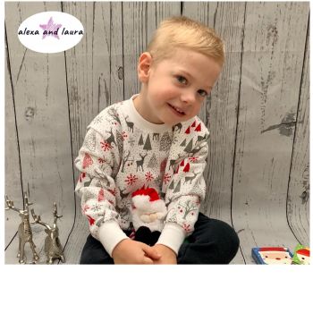 Reindeer Print Kids Crew Neck Fleece Sweatshirt Size 2-3 Years