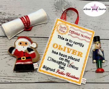 Personalised Embroidered Letter from Father Christmas Naughty / Nice 