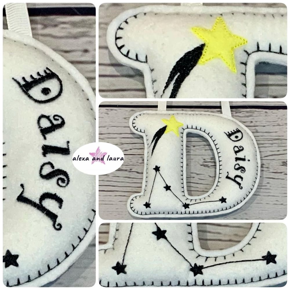 Constellations Theme - Personalised Hanging Felt Stuffed Embroidered Single