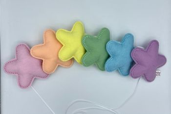 Stuffed Felt 6 Star Garland in Pastel Rainbow Colours