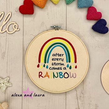'After every storm comes a Rainbow' 8" Round Hoop