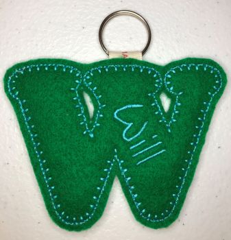 'W' Letter Personalised Keyring