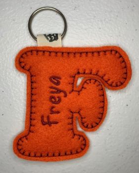 'F' Letter Personalised Keyring