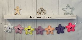Stuffed Felt Star Name Garland in choice of colours.