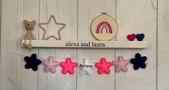 Stuffed Felt 7 Star Name Garland in Purple, Neon Pink, Baby Pink & White with Name