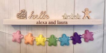 Stuffed Felt 7 Star Garland in Pastel Rainbow Colours