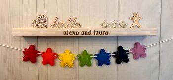 Stuffed Felt 7 Star Garland in Bright Rainbow Colours