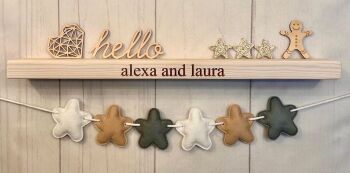 Stuffed Felt 6 Star Garland in Natural Colours