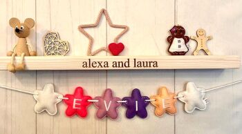 Stuffed Felt Star Name Garland in your choice of colours