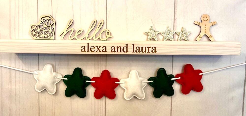 Stuffed Felt Star Garland in Christmas Colours