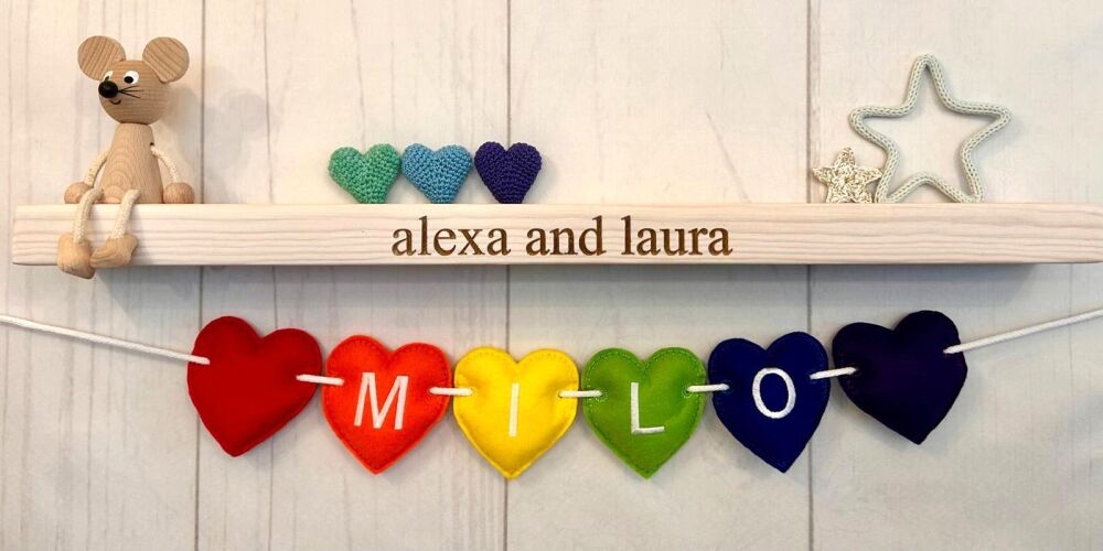 Stuffed Felt Heart Name Garland in choice of colours