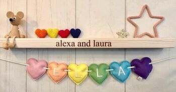 Stuffed Felt Heart Name Garland in your choice of colours
