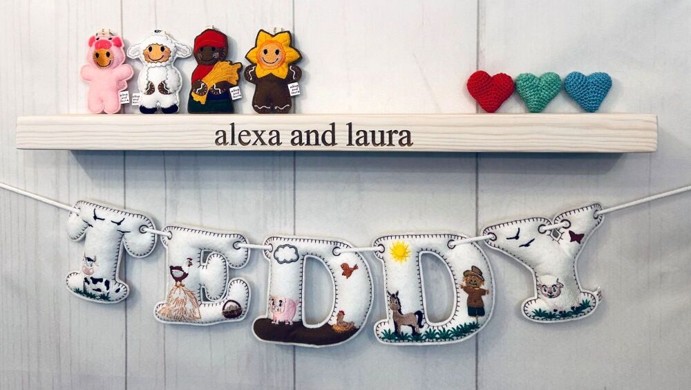 'Farm' Stuffed Felt Name Banner / Bunting