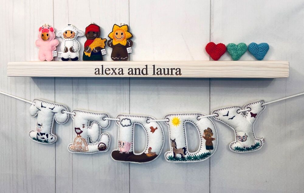 'Farm' Stuffed Felt Name Banner / Bunting