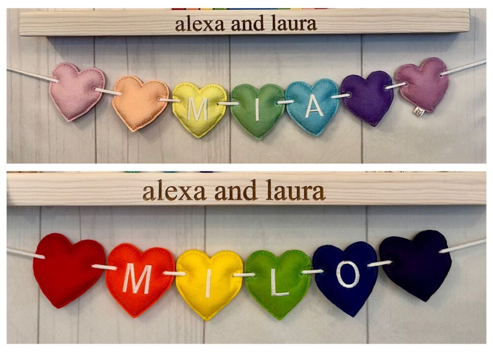 Build your own Felt Heart Name Garland in your choice of colours