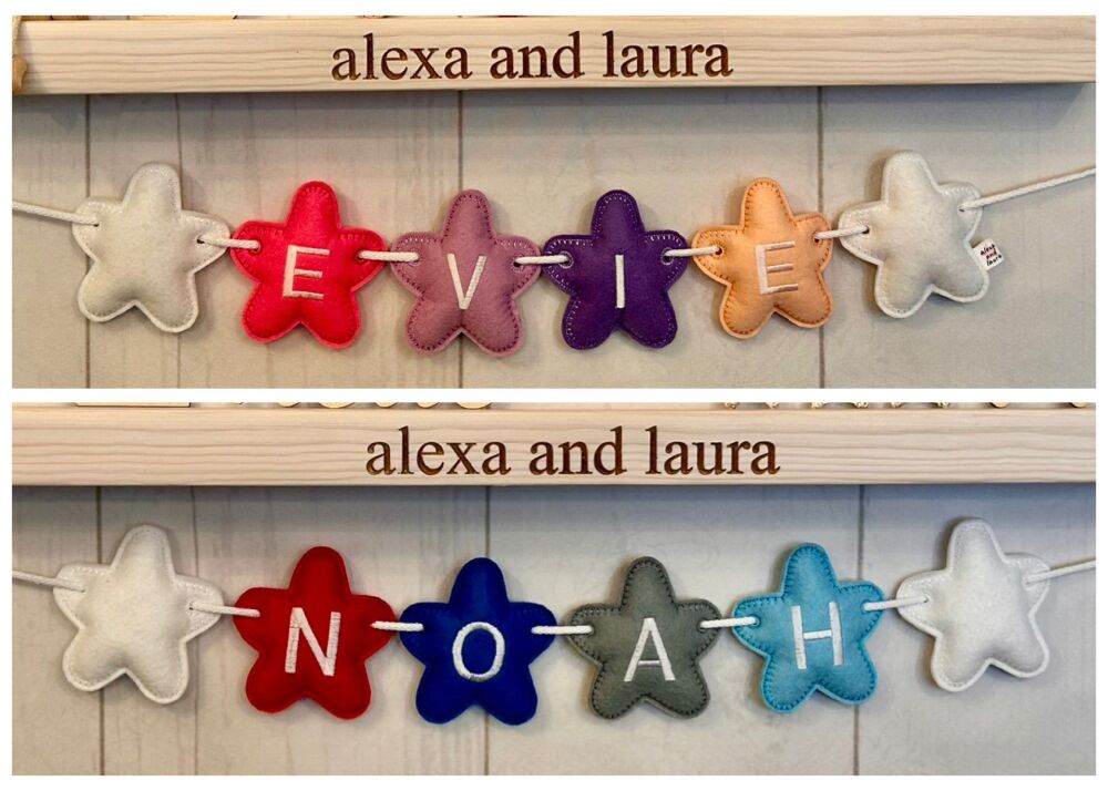 Build your own Felt Star Name Garland in your choice of colours