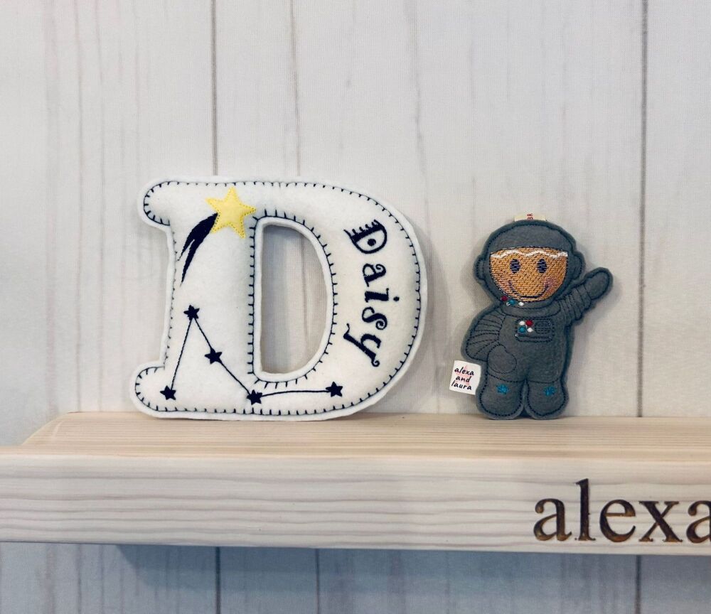 Constellations - Personalised Hanging Felt Stuffed Embroidered Single Lette