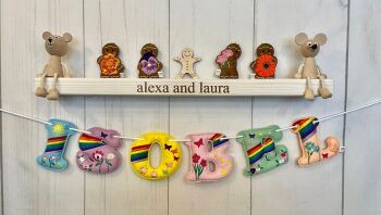 'Rainbow & Flowers ' Stuffed Felt Name Banner / Bunting