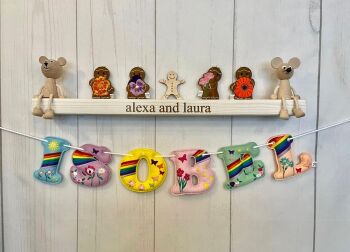 'Rainbow & Flowers ' Stuffed Felt Name Banner / Bunting