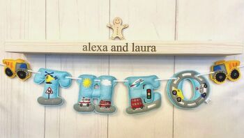 'Transport' Stuffed Felt Name Banner / Bunting