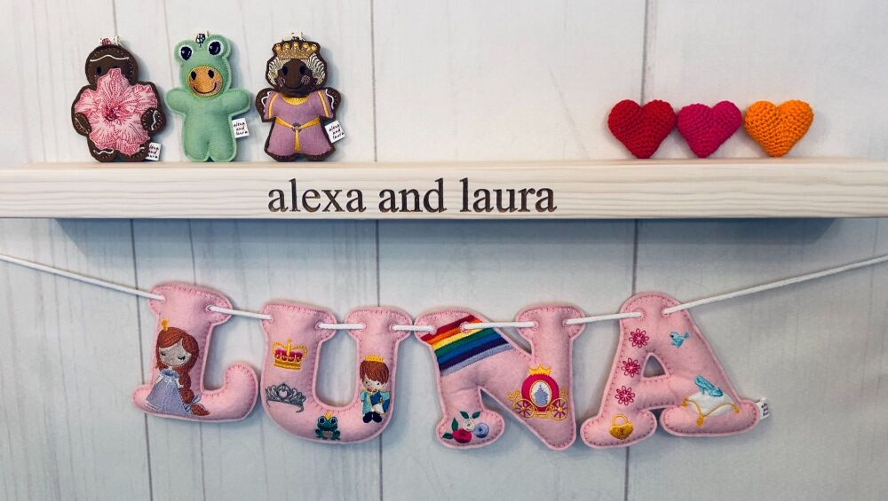 'Princess' Stuffed Felt Name Banner / Bunting
