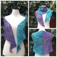 2 Colour 4 ply Shawl Knitting Pattern - Two Sides of the River
