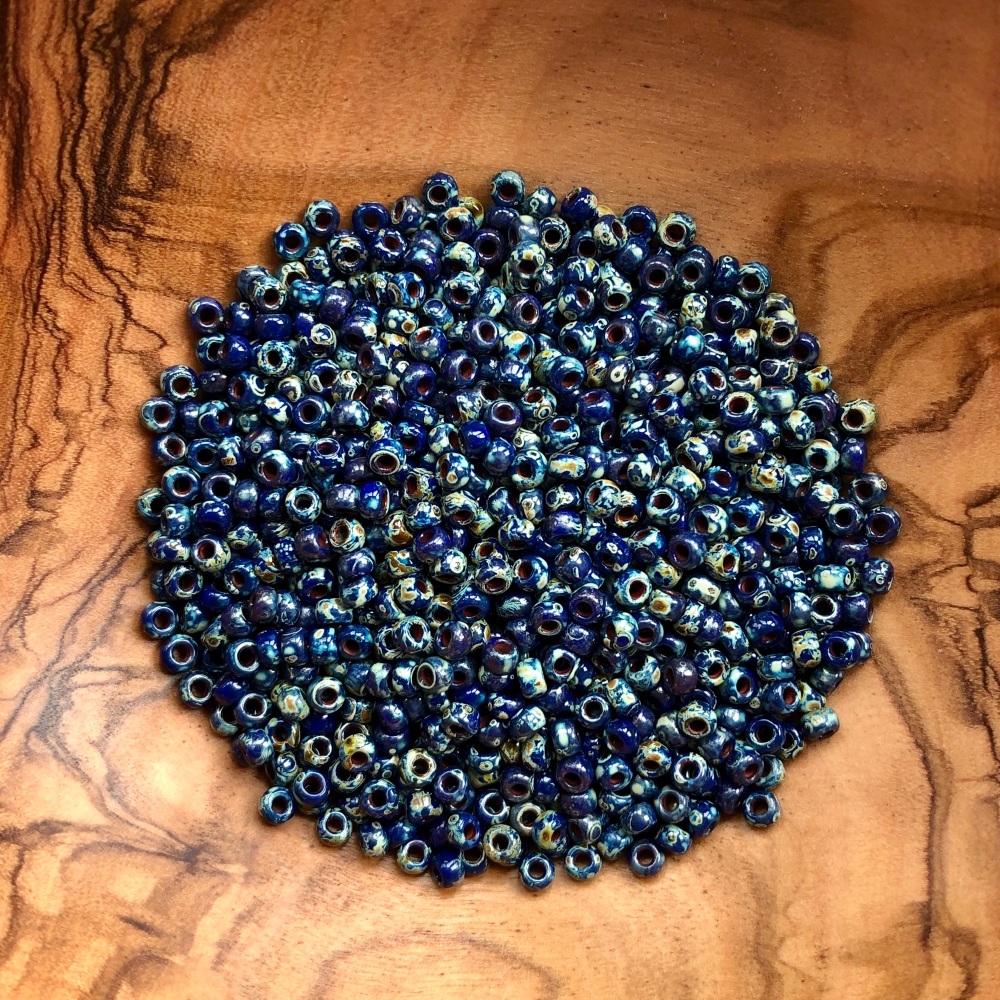 Navy Marble - Size 8 Miyuki Seed Beads 