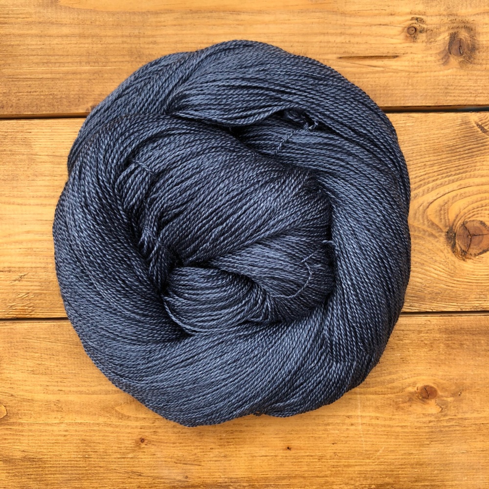 Dark Blue Bluefaced Leicester and Silk Lace Yarn
