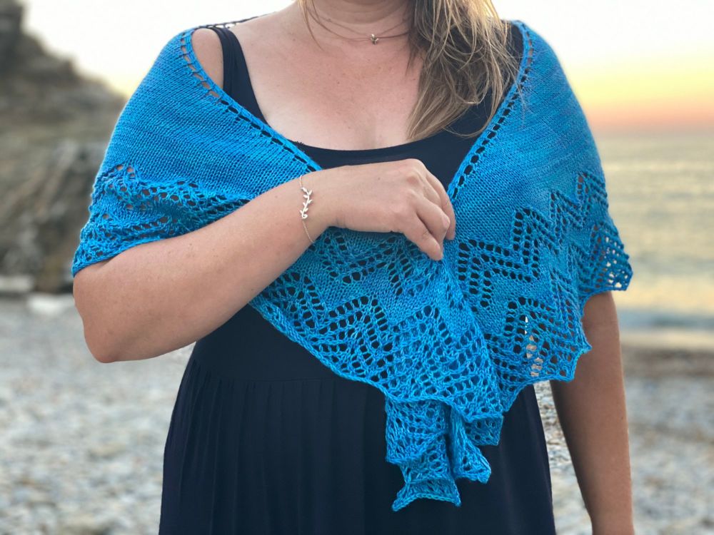 One Skein Shawl Luxury Knitting Kit - Safe Harbour  (Choose Your Colour)
