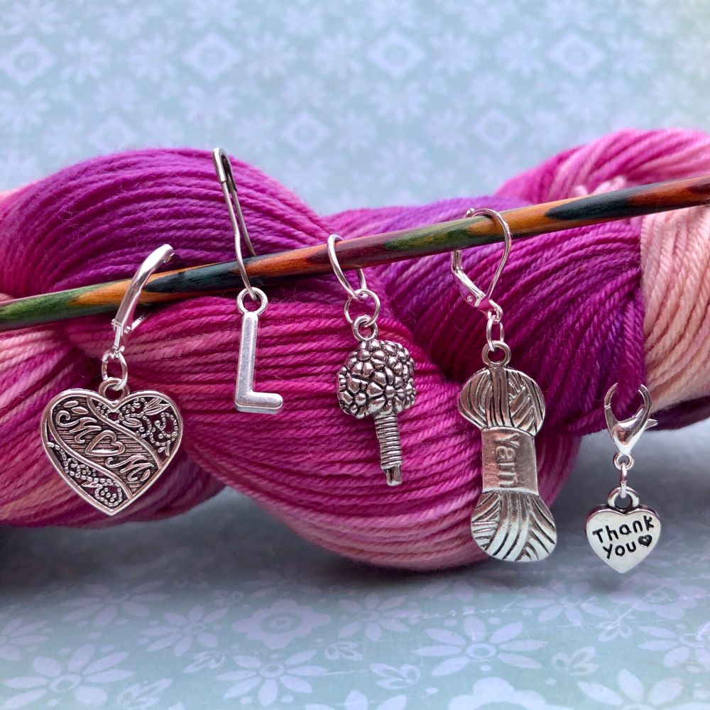 Thank You Mum Stitch Markers with Personalised Initial - Choose your Clasps