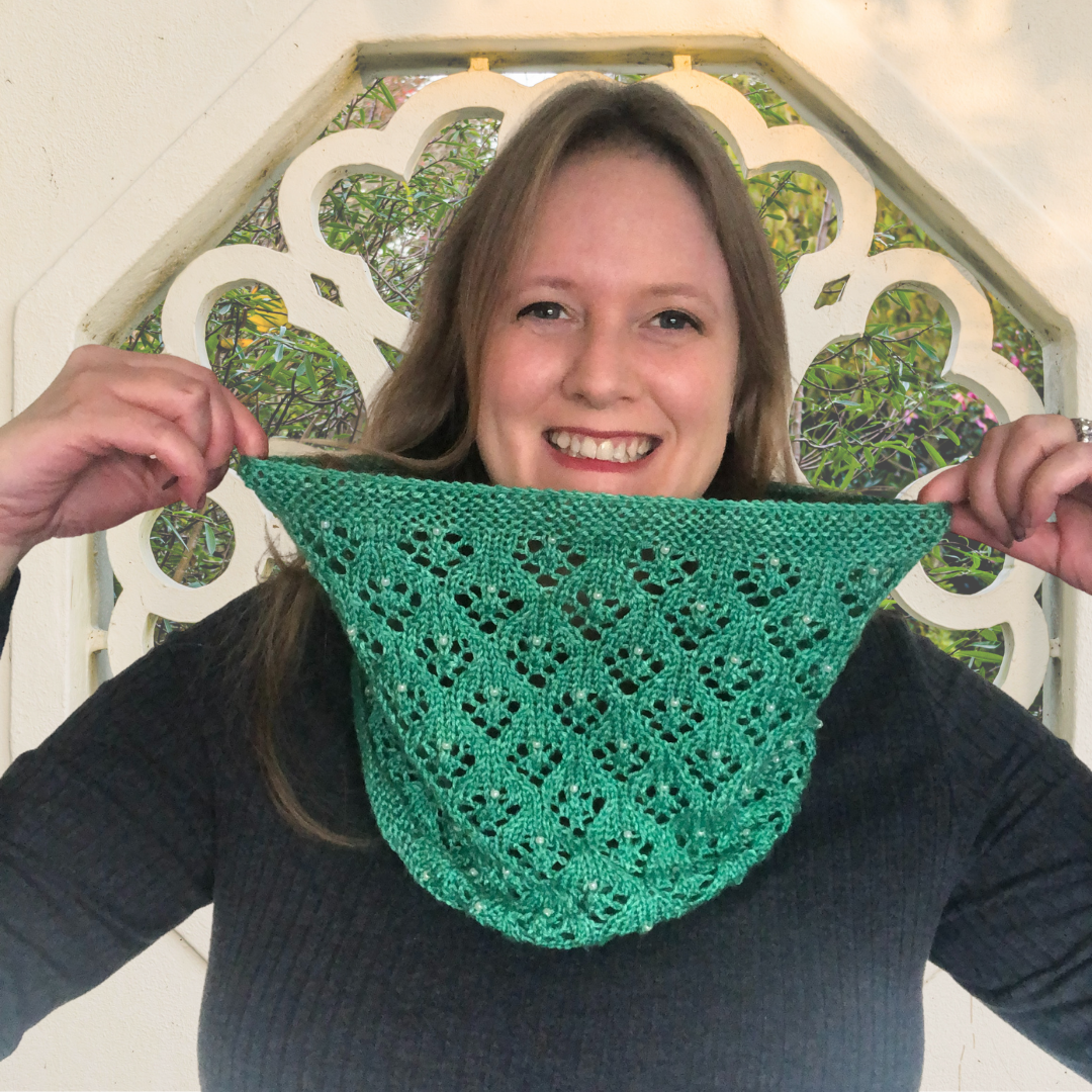 Cowl Knitting Pattern with Beads - Quietude