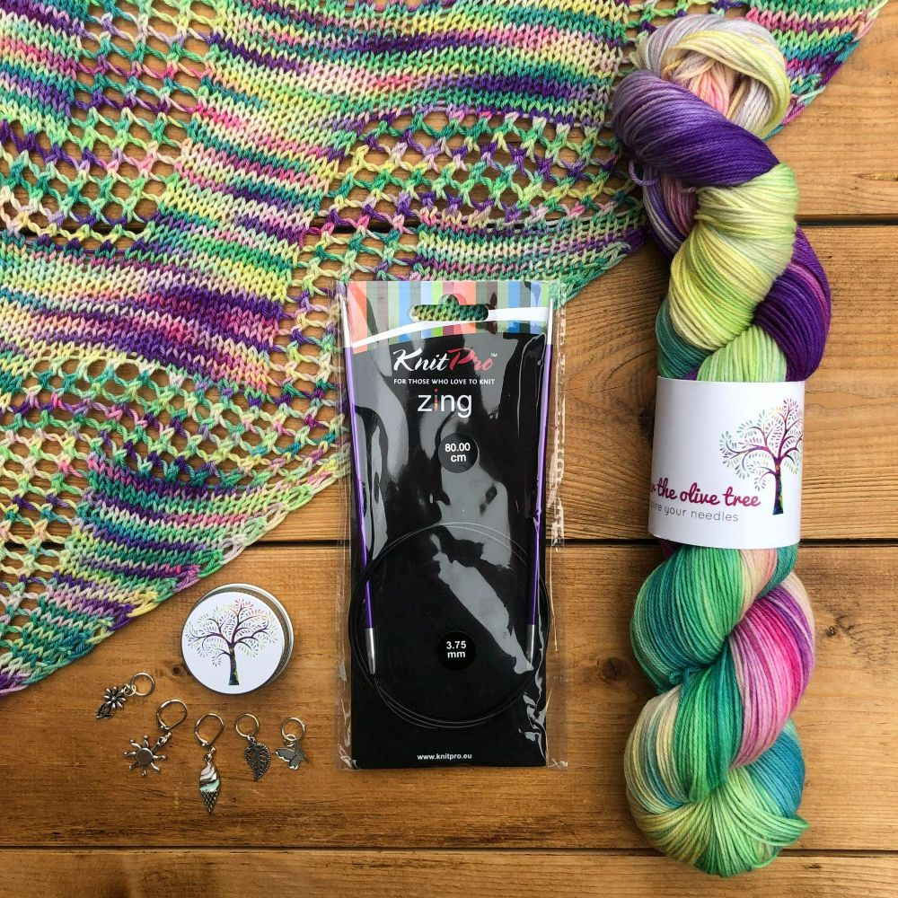 One Skein Shawl Knitting Kit - Trail and Blaze (Choose Your Yarn)
