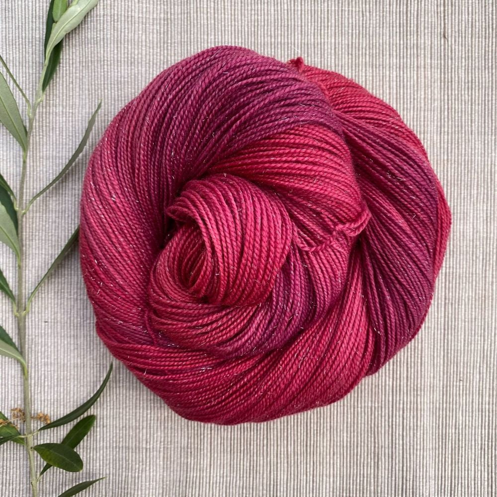 Sparkle Sock / 4 ply Yarn - Berry (Dyed to Order)