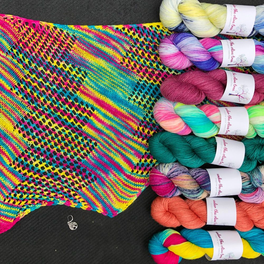 One Skein Shawl Knitting Kit - Nightwatch (Choose Your Yarn)