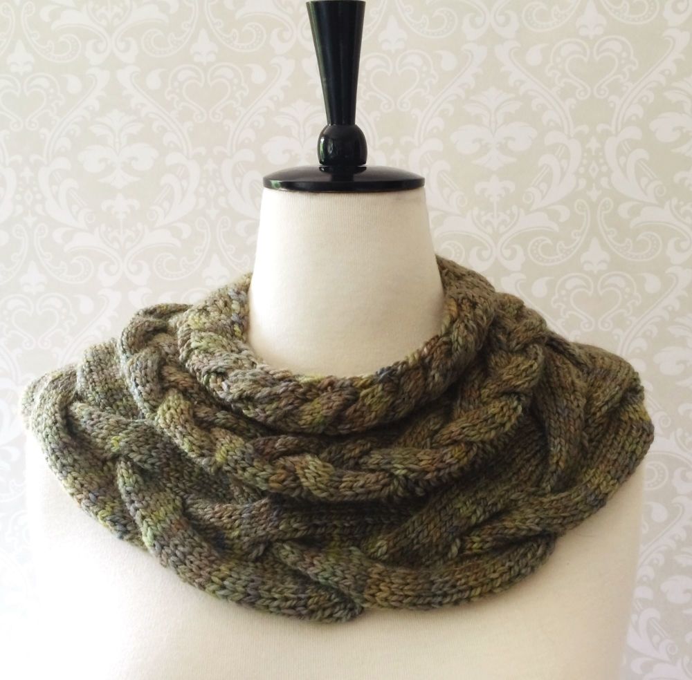 Cabled Cowl Knitting Pattern for Chunky Yarn - Three Seas Cowl. Kit Availab
