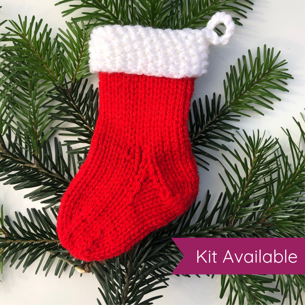 FREE Mini Christmas Stockings Knitting Pattern with full video tutorial