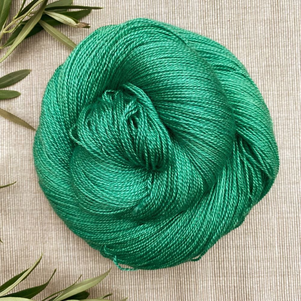 Lace Yarn - Bluefaced Leicester and Silk - Emerald Green (Dyed to Order)