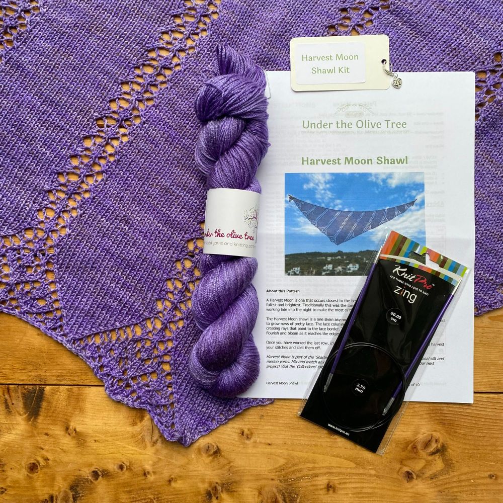 One Skein Shawl Luxury Knitting Kit - Harvest Moon  (Choose Your Colour)