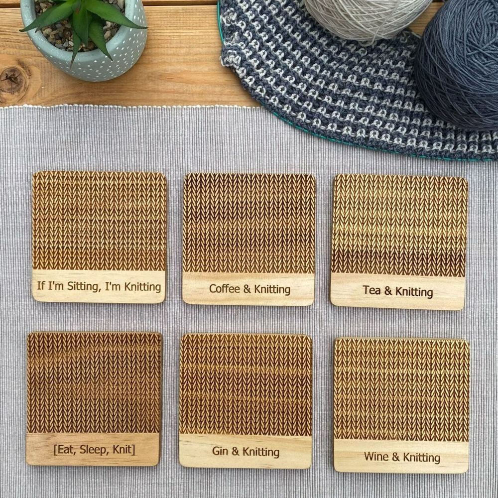 Knitting Themed Drinks Coasters