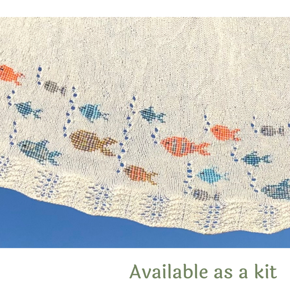 Shawl Knitting Pattern with Beads - Gone Fishing Shawl