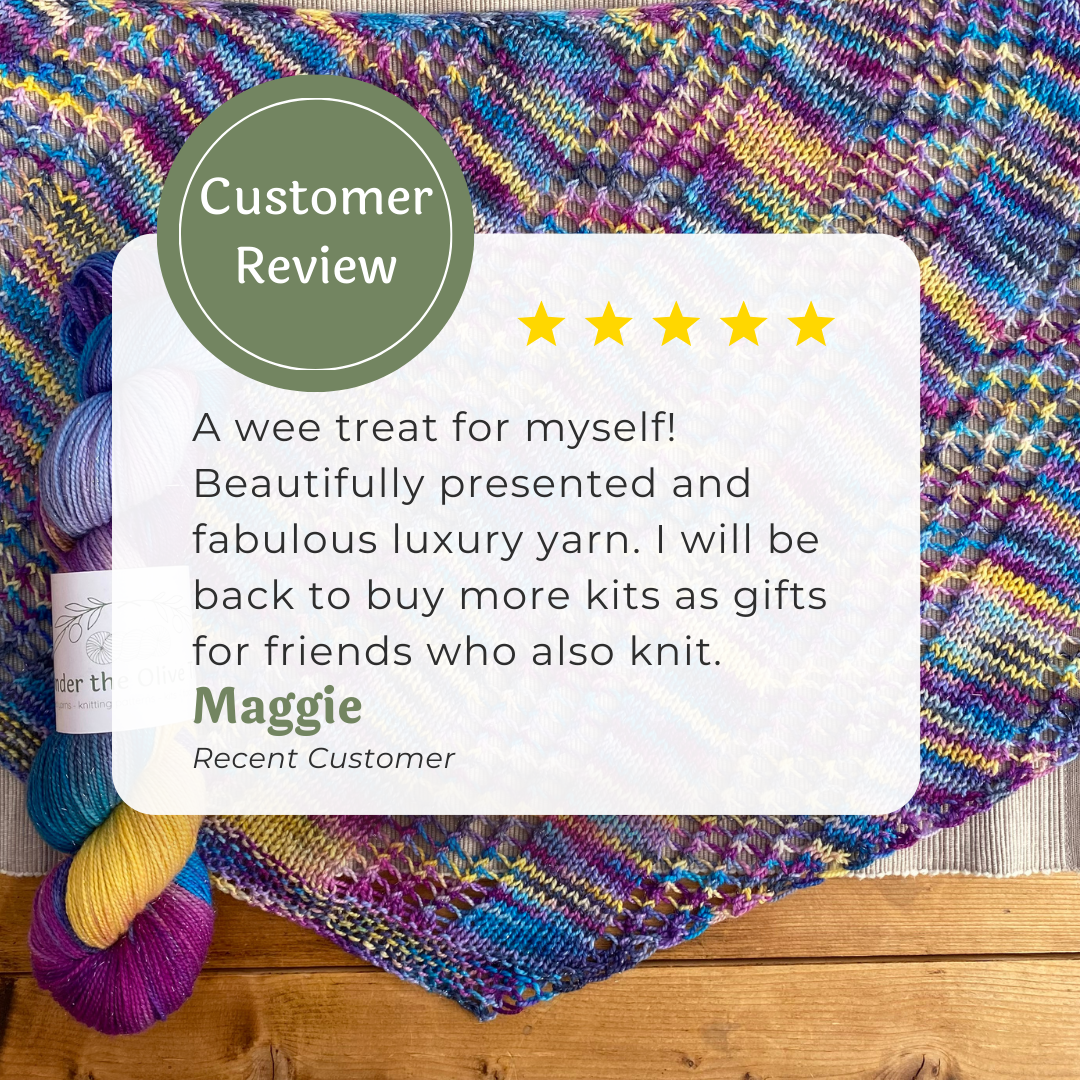 shawl knitting kit with hand dyed yarn