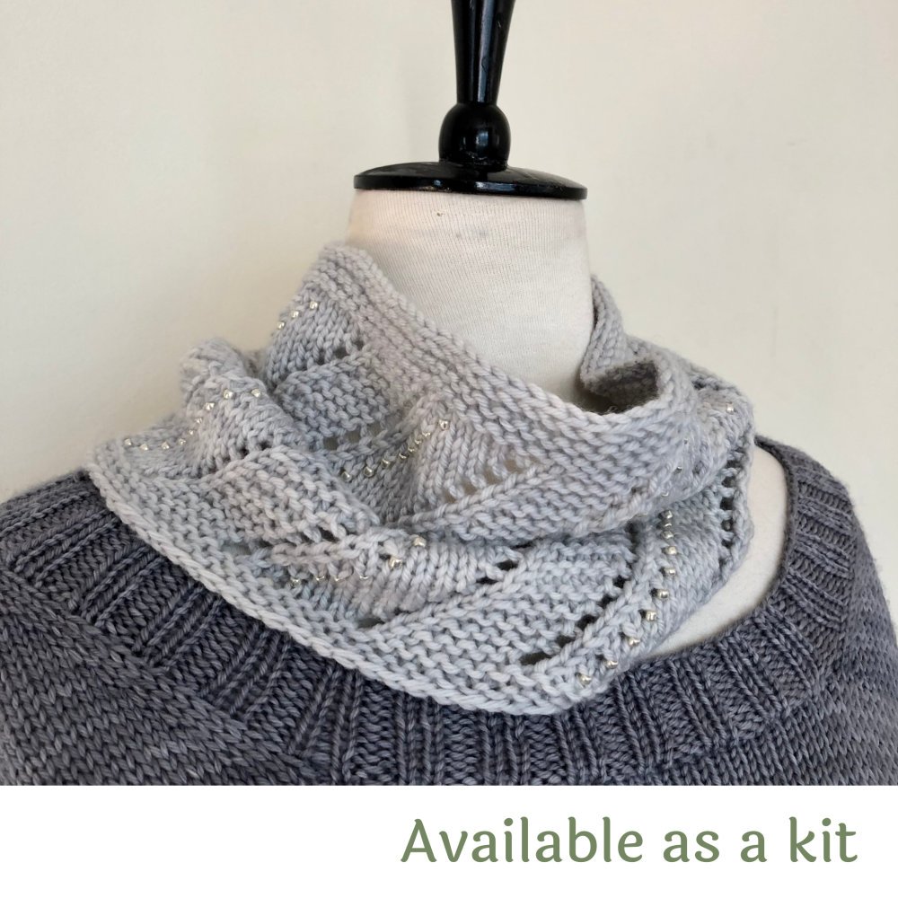 Cowl Knitting Pattern with Beads - Cathedral Cowl