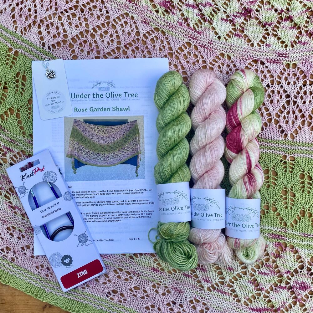 Shawl Knitting Kit - Rose Garden